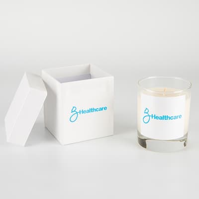 Custom Printed 240g Clear Glass Scented Candle in a Lidded Gift Box