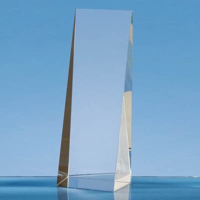 Promotional 19.5cm Optical Crystal Wedge Rectangle Award