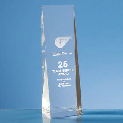 Promotional 22cm Optical Crystal Wedge Rectangle Award