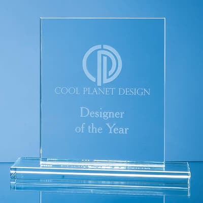 Custom Printed 15cm x 12.5cm x 12mm Clear Glass Rectangle Award
