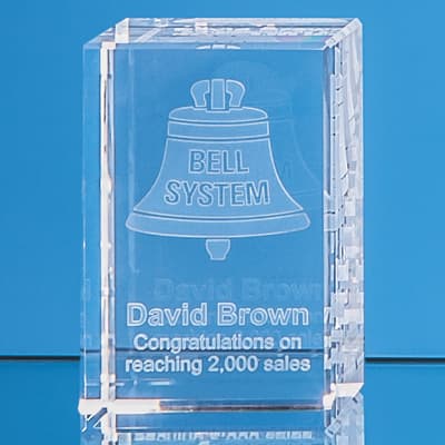 Promotional 8cm x 5cm x 5cm Optical Crystal Rectangle, H or V