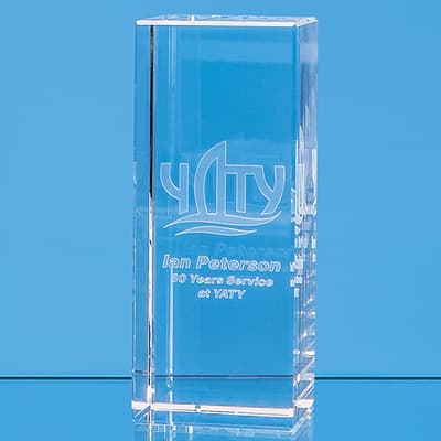 Promotional 15cm x 6cm x 6cm Optical Crystal Rectangle, H or V