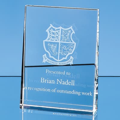 Promotional 12cm Optical Crystal Vertical Wedge Award