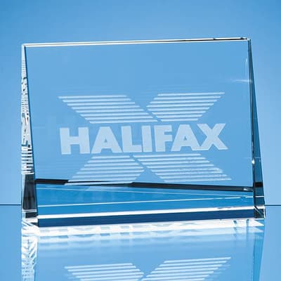 Promotional 8cm Optical Crystal Horizontal Wedge Paperweight