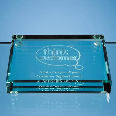 Custom Printed 10cm Jade Glass Rectangle Paperweight