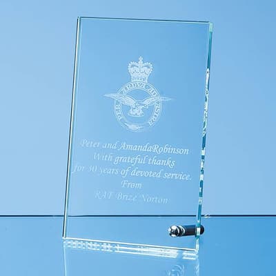 Custom Printed 16cm x 10cm x 1cm Jade Glass Rectangle with Chrome Pin, H or V