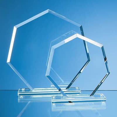 Custom Printed 22.5cm x 22.5cm x 1cm Jade Glass Bevelled Edge Heptagon Award