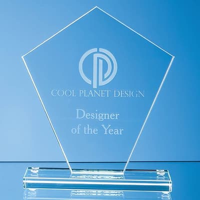 Custom Printed 17.5cm x 15.5cm x 1cm Jade Glass Diamond Award