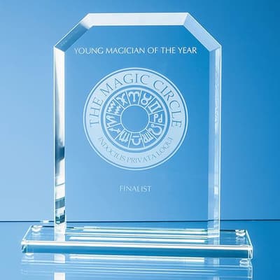 Custom Printed 15cm x 9.5cm x 12mm Jade Glass Bevelled Edge Honour Award