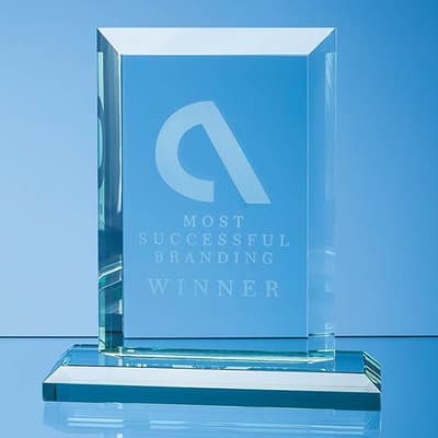 Custom Printed 18cm x 13cm x 19mm Jade Glass Mitred Rectangle Award