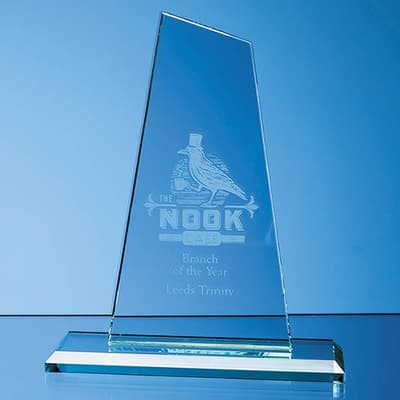 Custom Printed 15cm x 9cm x 12mm Jade Glass Mountain Award