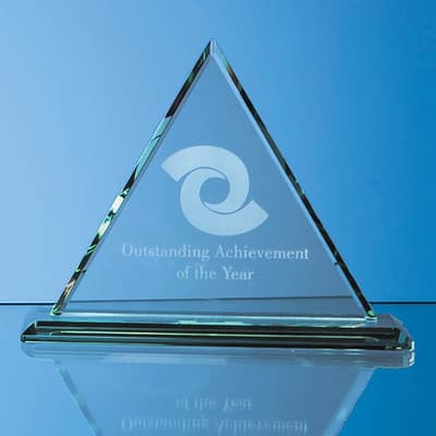 Custom Printed 19cm x 19cm x 12mm Jade Glass Pyramid Award