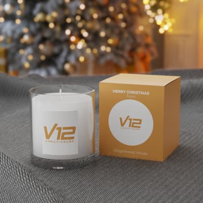 Promotional 9.2cm Promotional Gingerbread House Scented Candle in a Printed Gift Box