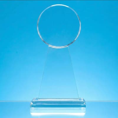 Custom Printed 12.5cm Dia x 23cm x 12mm Clear Glass Ball Award