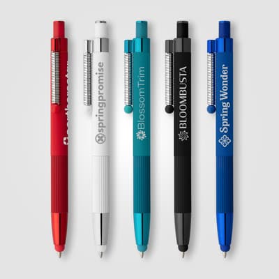 Branded Lisbon Recycled Aluminium Monochrome Fidget Stylus Pen