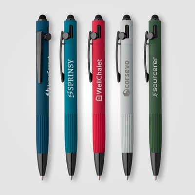 Branded Saga Recycled Aluminium Bolt Action Stylus Pen