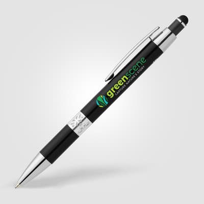Branded Adorn Recycled Aluminium Chrome Trim Stylus Pen