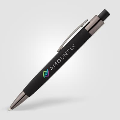 Branded Malmö Recycled Aluminium Soft Touch Barrel Pen