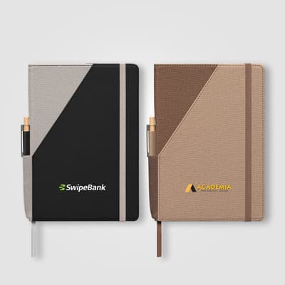 Promotional Xanadu Recycled PU Two-Tone Refillable Pen Set Notebook - A5
