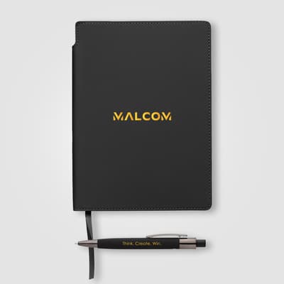 Promotional Malmö Recycled Soft Cover Extended Journal Pen Set – A5