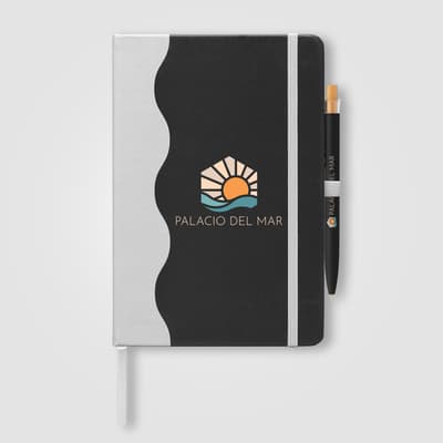 Promotional Grete Recycled Wave Pattern Journal Pen Set - A5