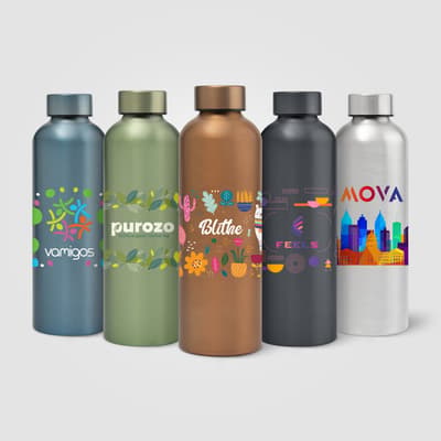 Custom Printed Astrid Recycled Stainless Steel Metallic Bottle - 710 ml