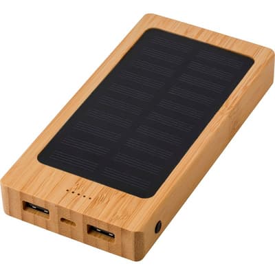 The Joan - Bamboo solar power bank. (8000 mAh)