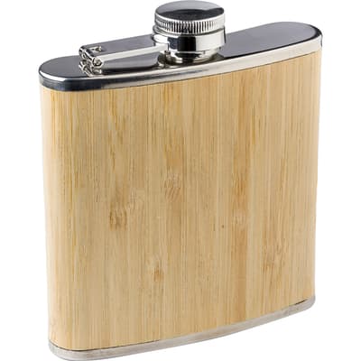 The Hayden - Stainless steel and bamboo hip flask