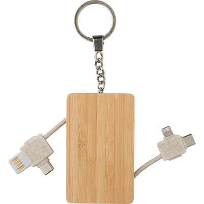 The Bianca - Bamboo keyring with charging cables