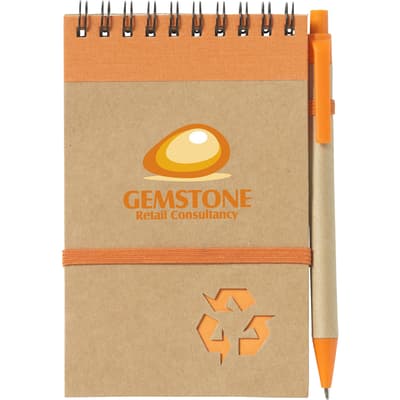 Recycled notebook and pen