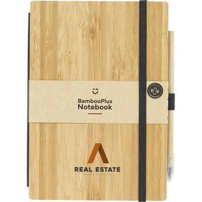 Bamboo notebook with inkless pen (approx A5)