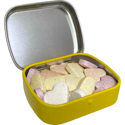 The Hawkwell - Flat hinged tin with fruit heart sweets