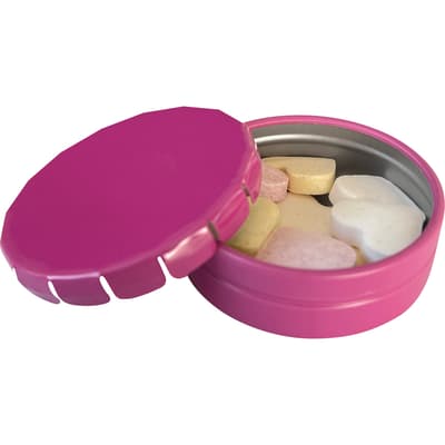 The Hedingham - Round click tin with fruit heart sweets