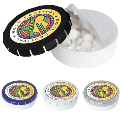 The Malden - Round plastic pot with metal lid and sugar free mints