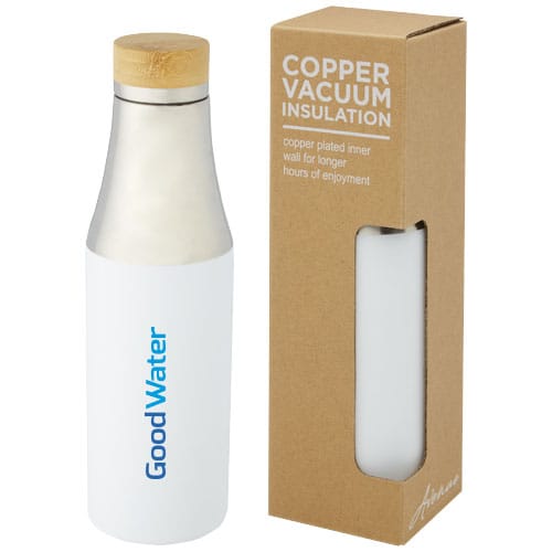 Custom Printed Hulan 540 ml copper vacuum insulated stainless steel bottle with bamboo lid
