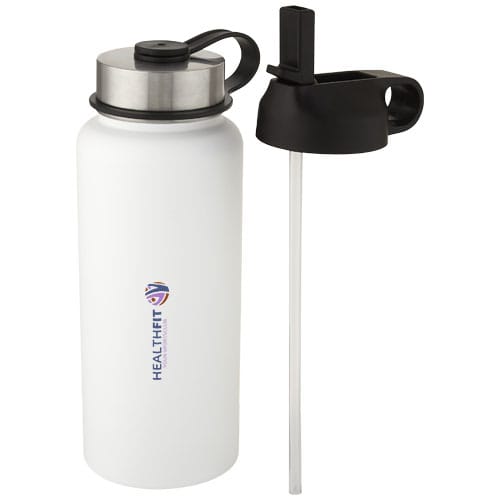 Custom Printed Supra 1 L copper vacuum insulated sport bottle with 2 lids