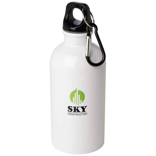 Custom Printed Oregon 400 ml RCS certified single wall stainless steel water bottle with carabiner