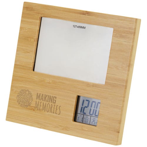 Custom Printed Sasa bamboo photo frame with thermometer