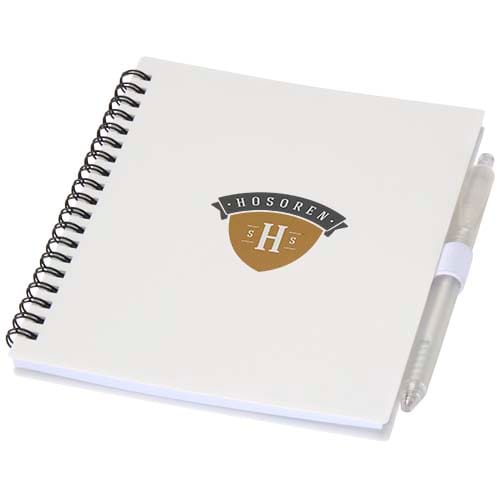 Promotional Niove recycled plastic soft cover notebook and ballpoint pen set (blue ink)