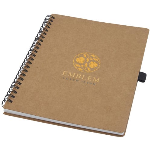 Promotional Cobble A5 wire-o recycled cardboard notebook with stone paper