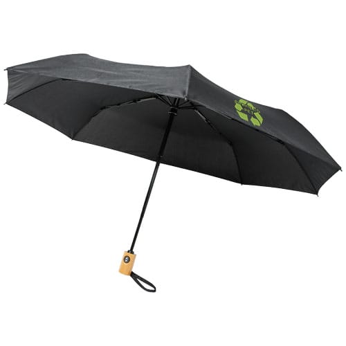 Branded Bo 21" foldable auto open/close recycled PET umbrella