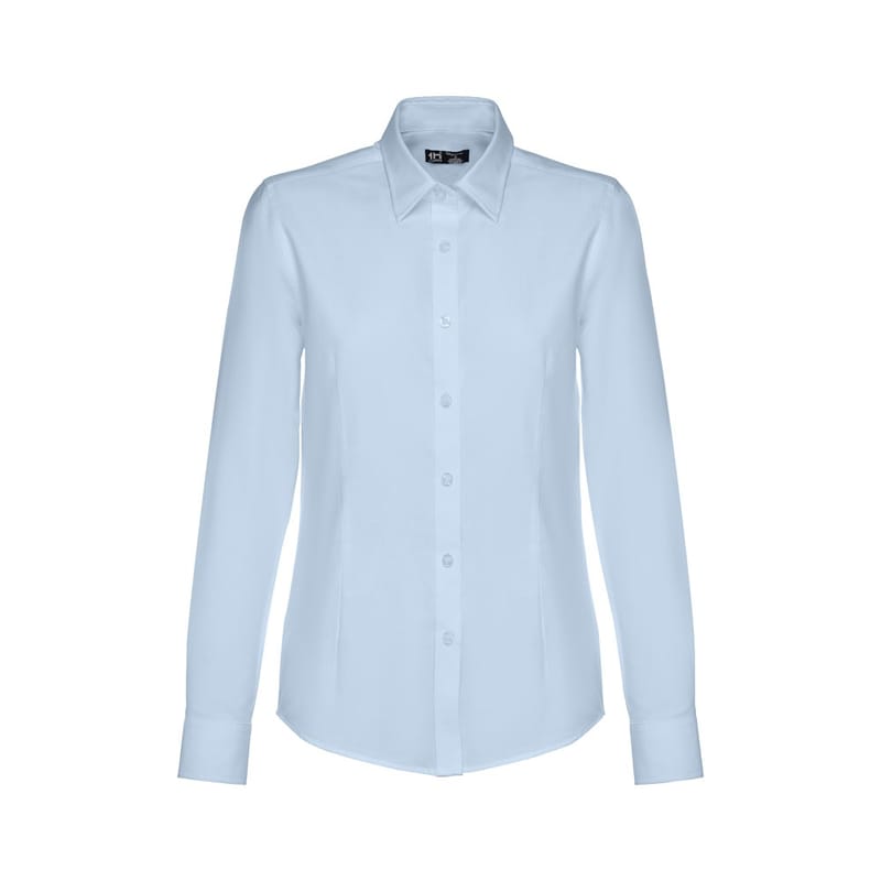 Custom Branded THC TOKYO WOMEN II. Women's long-sleeved oxford shirt with pearl coloured buttons