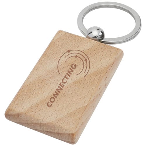 Promotional Gian beech wood rectangular keychain