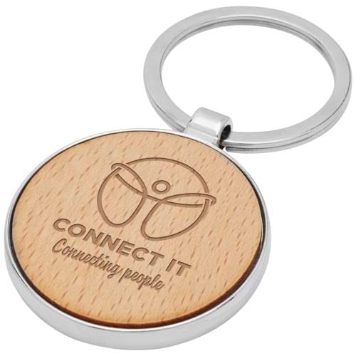 Promotional Moreno beech wood round keychain