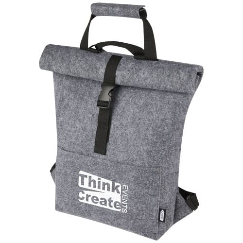 Custom Branded Felta GRS recycled felt roll-top bike bag 13L