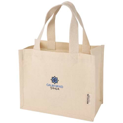Custom Branded Odessa 220 g/m² GRS recycled cotton mini gusset tote bag 9L