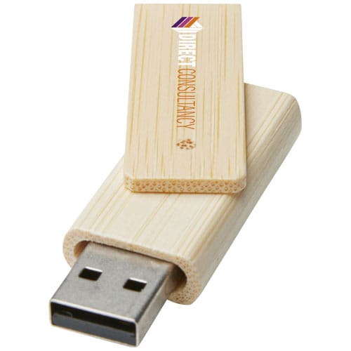 Branded Rotate 16GB bamboo USB flash drive