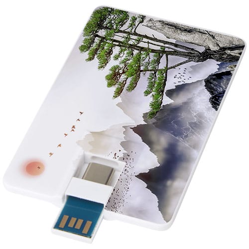 Branded Duo slim 32GB USB drive with Type-C and USB-A 3.0