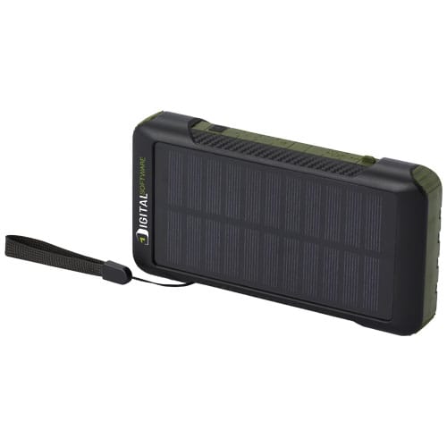 Branded Soldy 10.000 mAh RCS recycled plastic solar dynamo power bank 