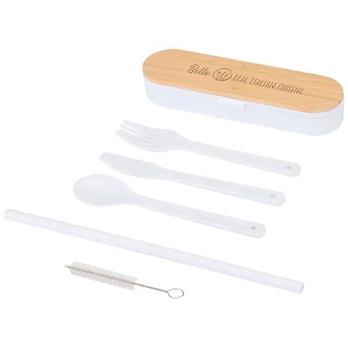 Promotional Runa cutlery set with bamboo lid